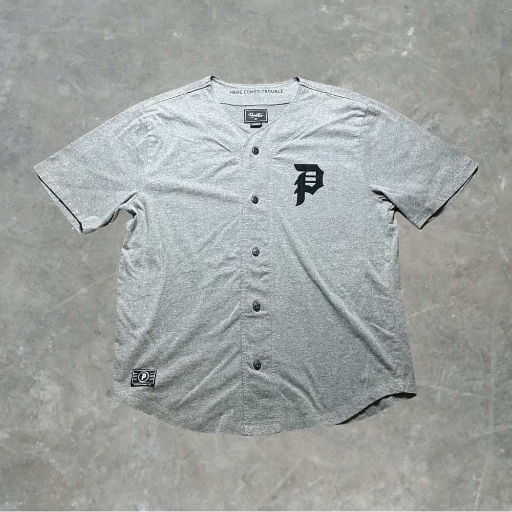 Primitive Skateboarding Streetwear Style Baseball Jersey Mens Size Large Gray